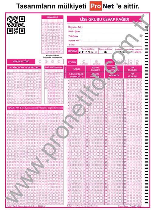 TYT - AYT  OPTİK FORMU