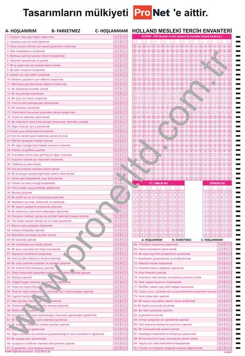K12NET HOLLAND MESLEKİ TERCİH ENVANTERİ